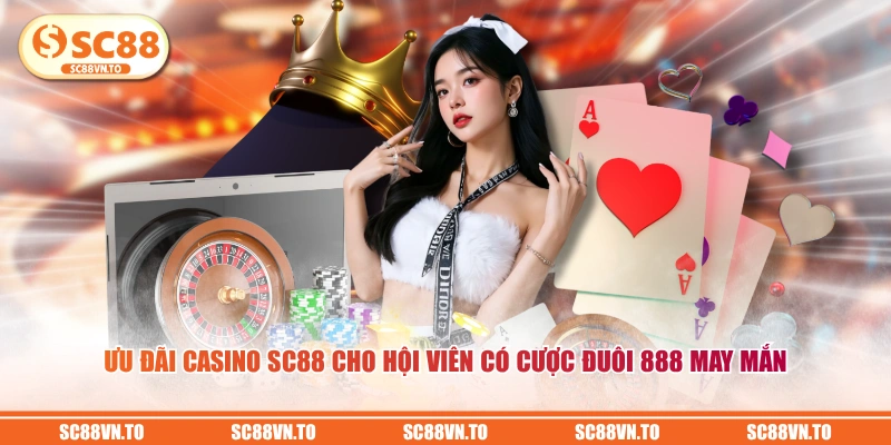 Ưu đãi Casino SC88 cho hội viên có cược đuôi 888 may mắn